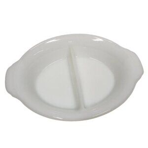 Vintage Fire King Divided Milk Glass Serving Dish